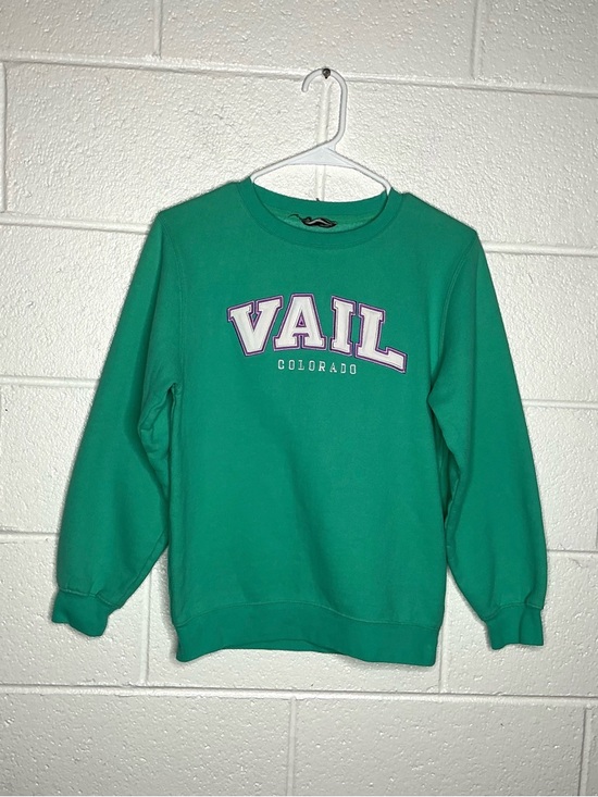 Tops - < Vail Colorado Green Oversized Crew Neck Sweatshirt >